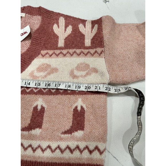 Debut Western Cowboy Cardigan Sweater Cactus‎ Hat Boots Knit Pink Size S - Picture 5 of 6